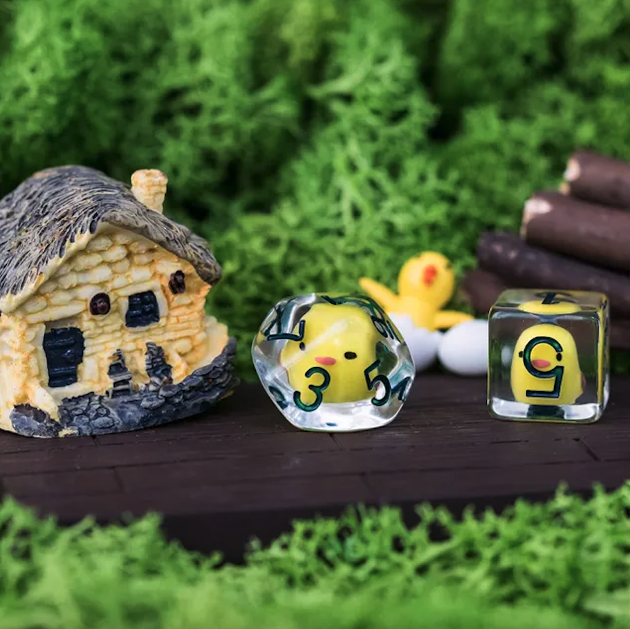 thumbnail secondaire #4 pour Lot de 8 dés résine gamme Insert - en boite - Famille Poulet
