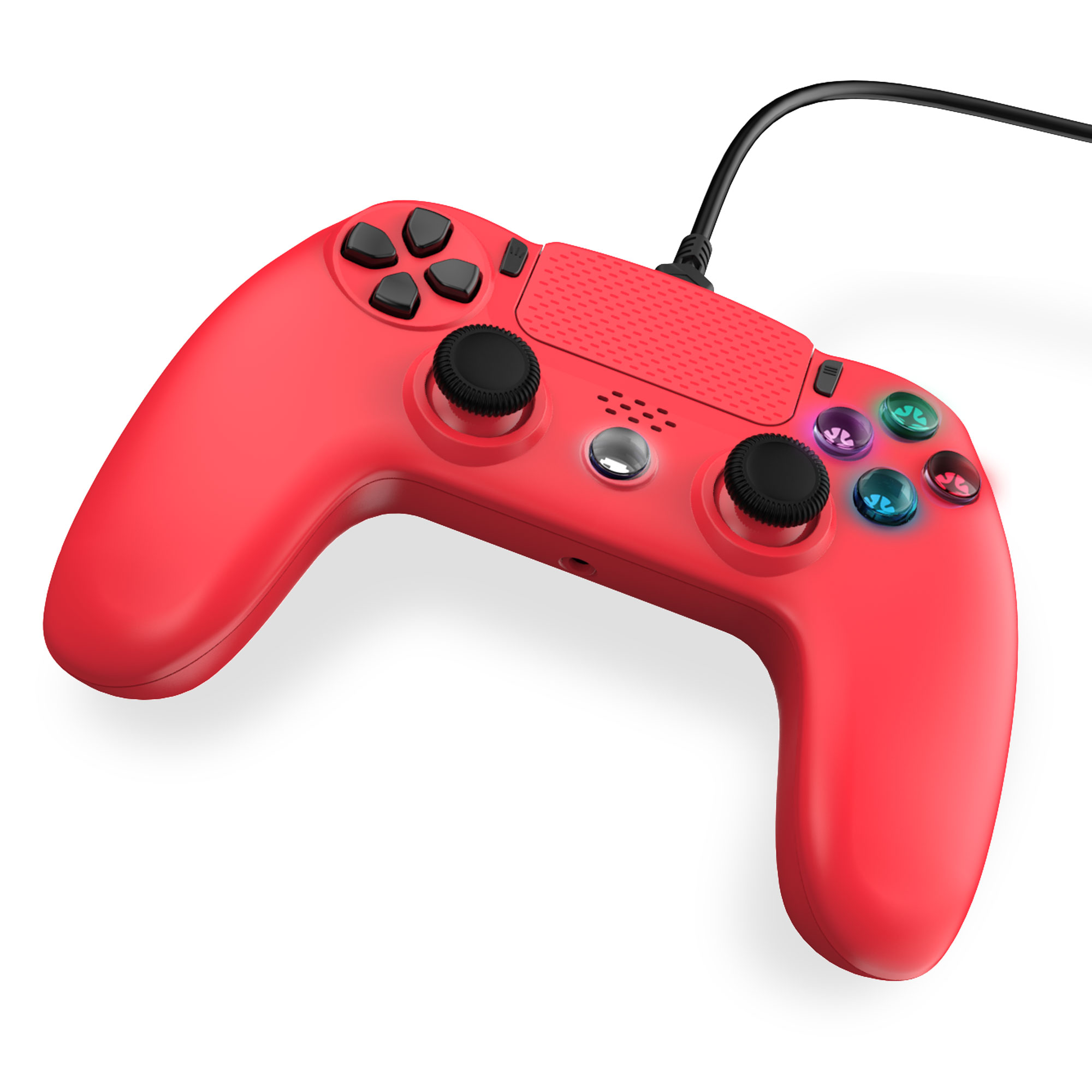 thumbnail secondaire #4 pour Manette Filaire Rouge pour PS4 avec Câble 3M avec prise Jack