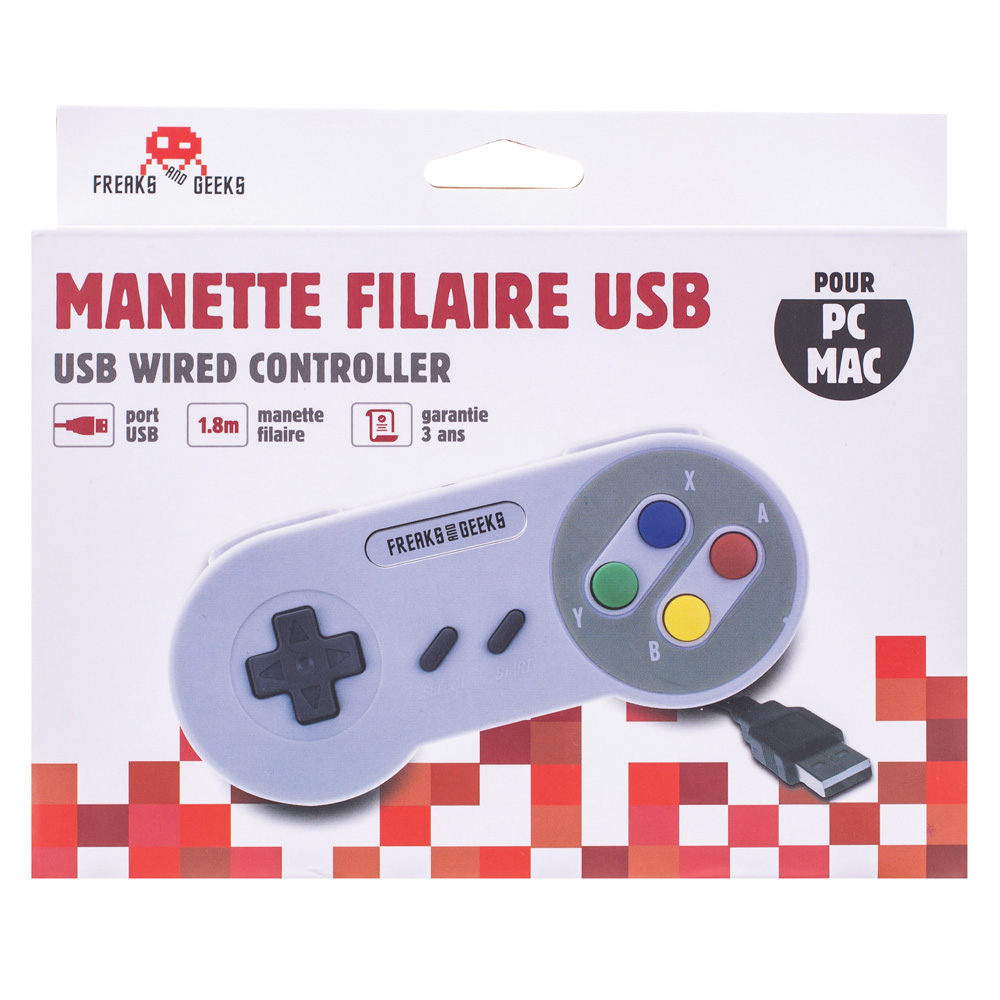 thumbnail secondaire #2 pour Manette forme SNES USB pour PC/MAC (couleurs Europe)
