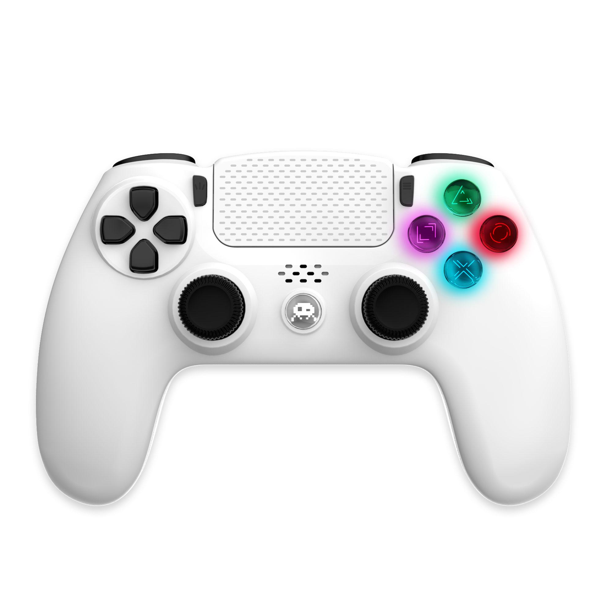 image principale pour Manette Sans Fil Blanche pour PS4 Avec Prise Jack pour casque et boutons lumineux