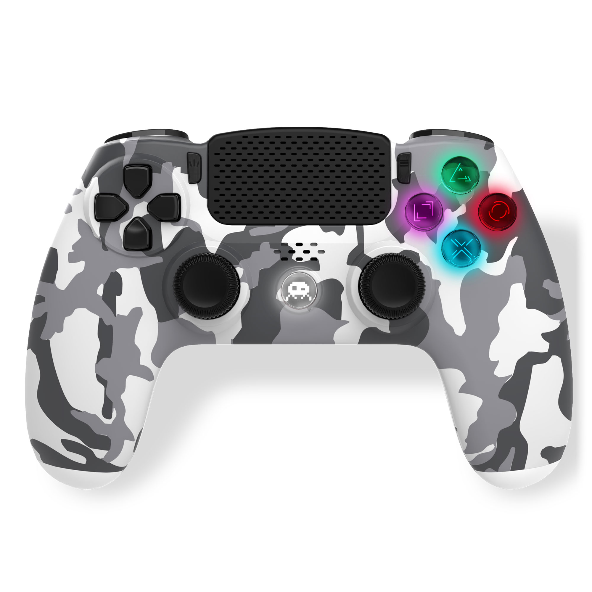  140142c : Manette Sans Fil Blanche pour PS4 Avec Prise Jack pour casque et boutons lumineux