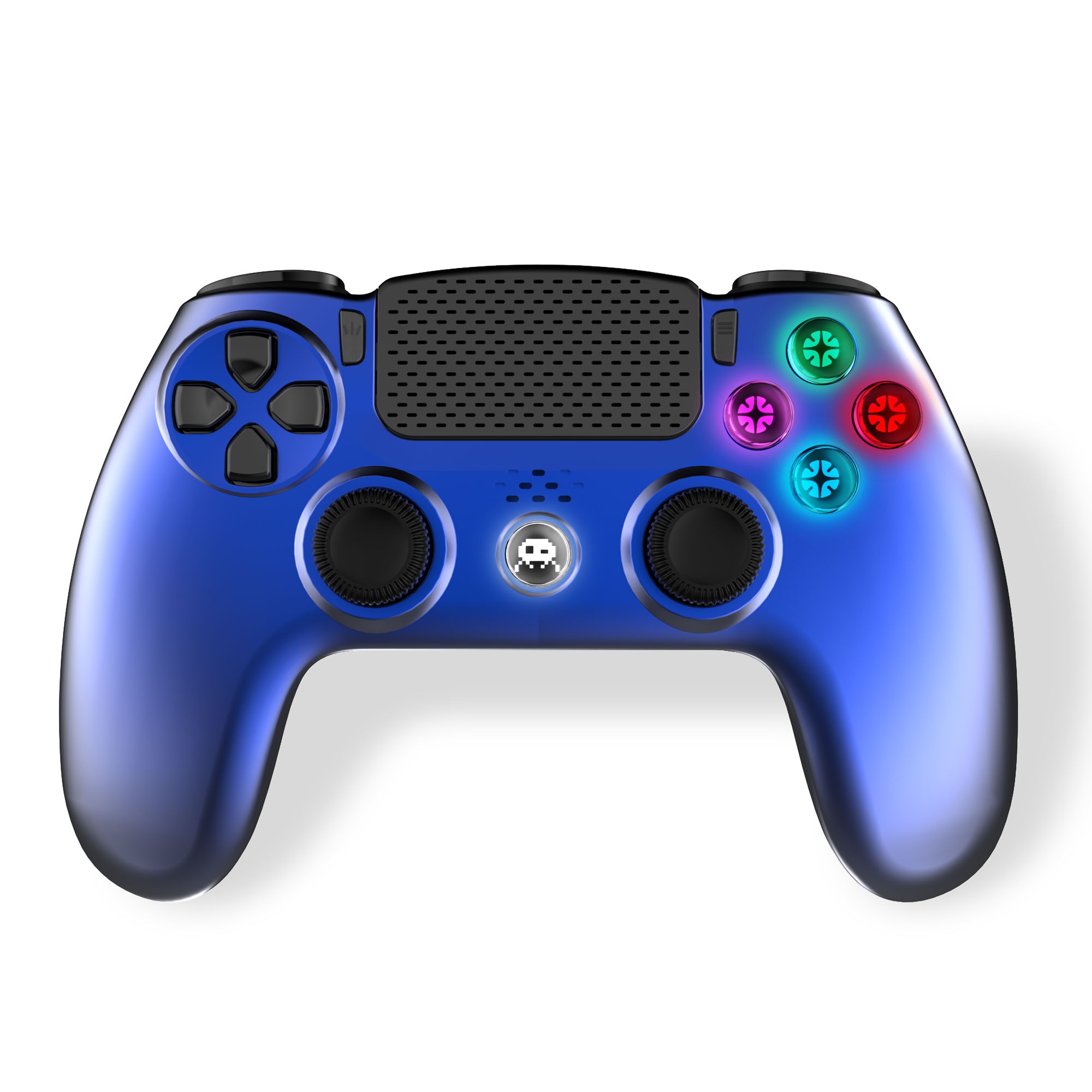  140107d : Manette Sans Fil Blanche pour PS4 Avec Prise Jack pour casque et boutons lumineux
