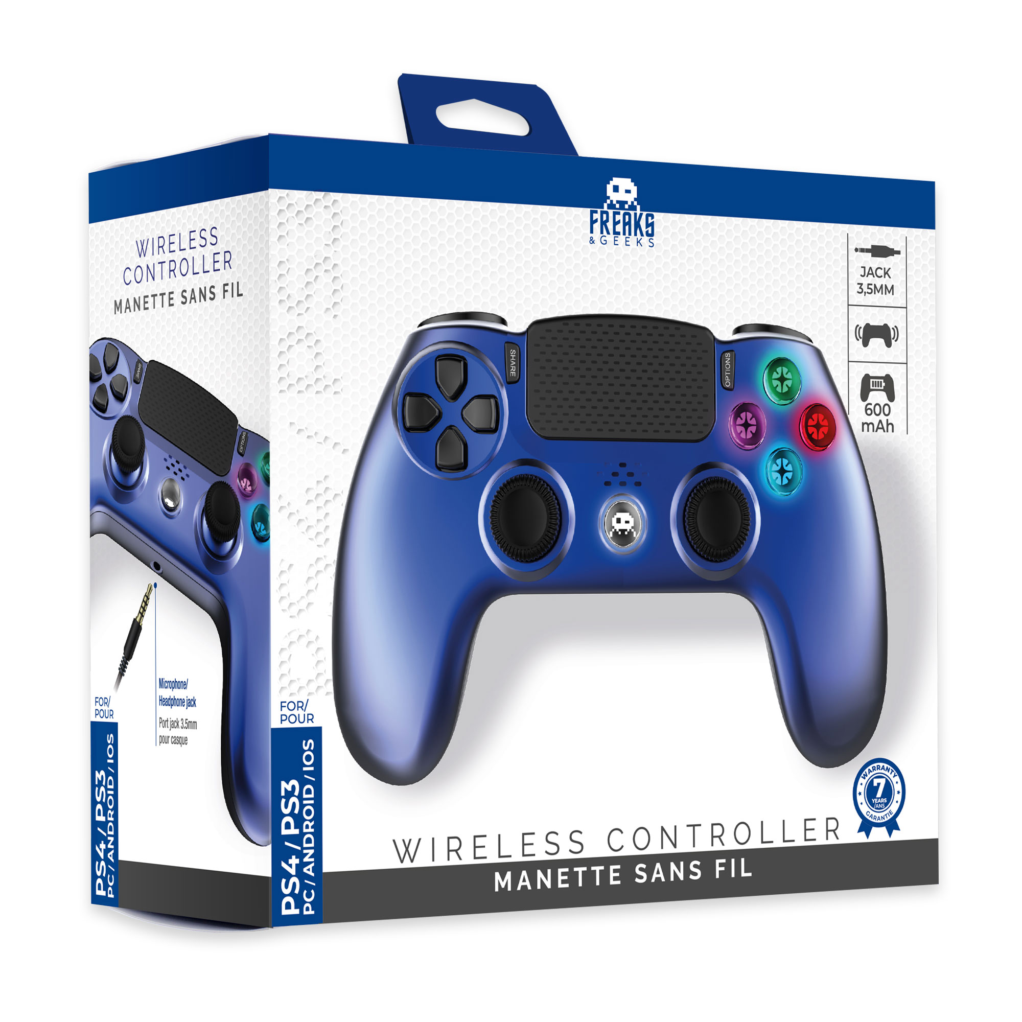image principale pour Manette Sans Fil pour PS4 Avec Prise Jack pour casque - Metal Blue 