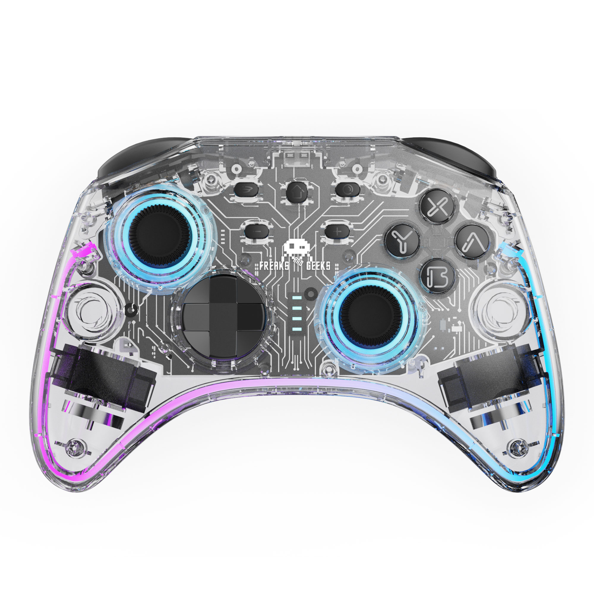 image principale pour Manette Switch/PC Sans Fil Polychroma SW - Câble 1M - Transparente à LED