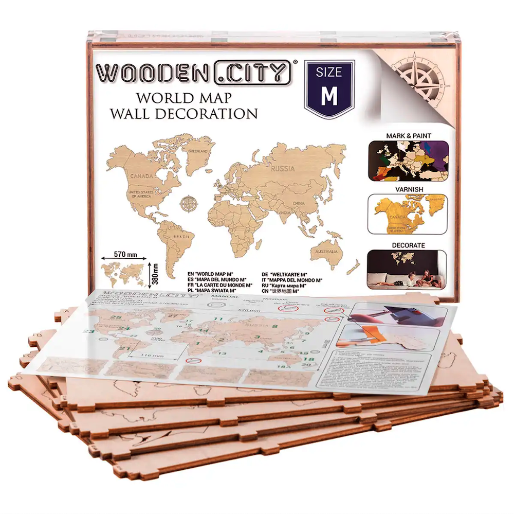 thumbnail secondaire #3 pour Mecanisme 3D bois - Carte du Monde M (32 pcs)