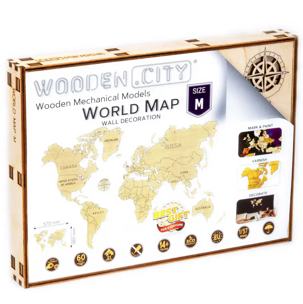 thumbnail secondaire #4 pour Mecanisme 3D bois - Carte du Monde M (32 pcs)