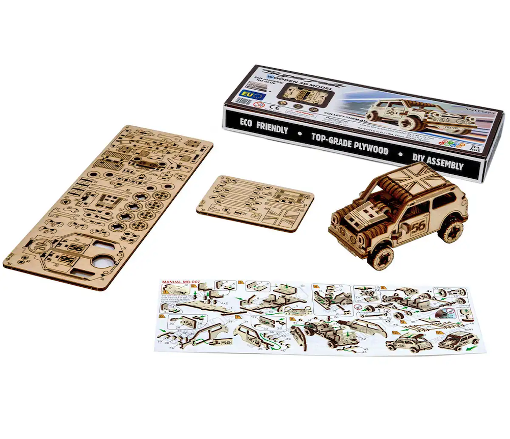 thumbnail secondaire #3 pour Mecanisme 3D bois - Voiture de rallye (98 pcs)