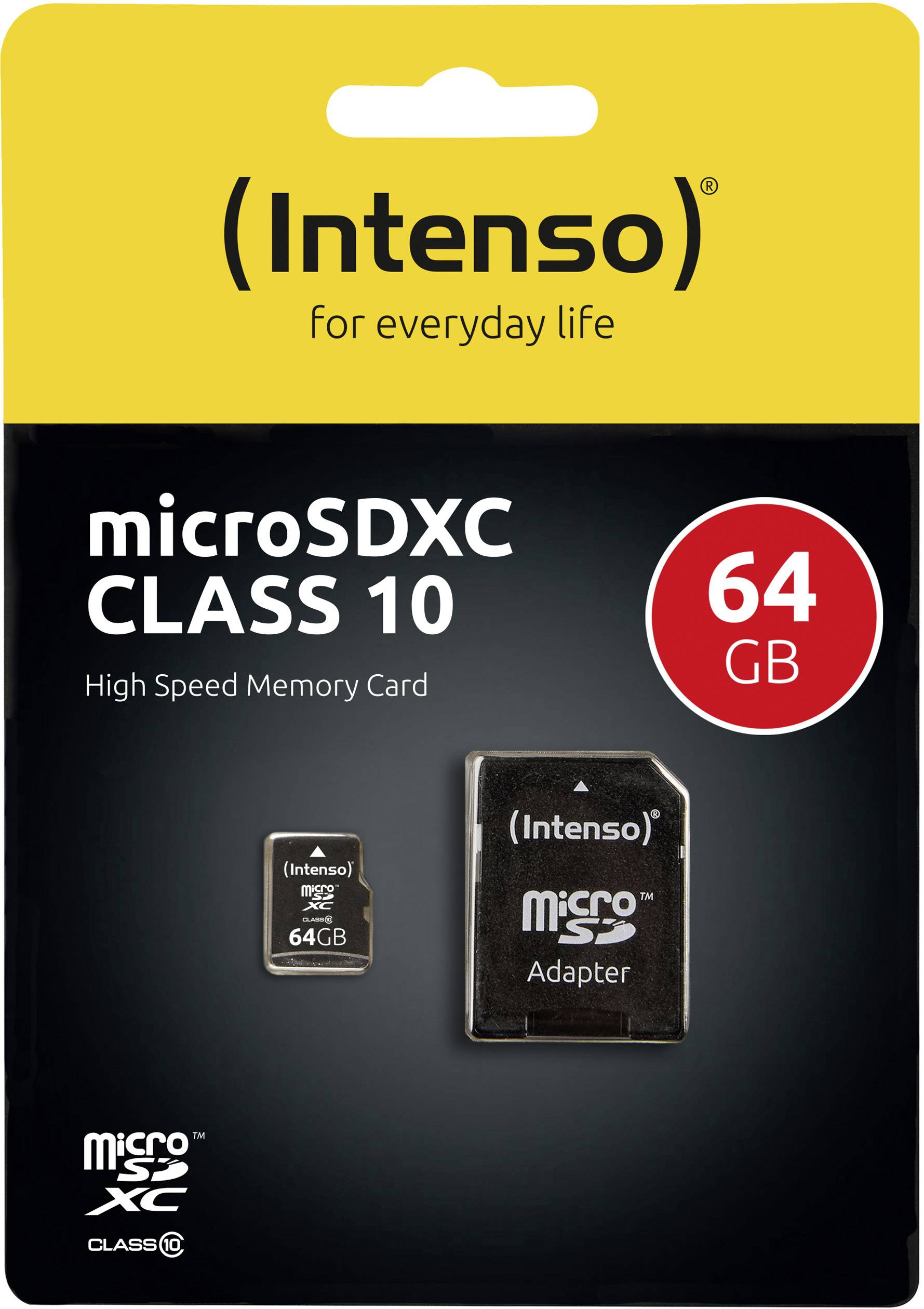 image principale pour MicroSD 64 GB HC + adaptateur (classe 10)