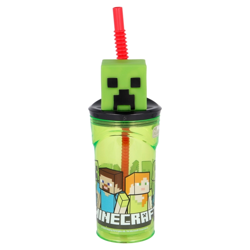 image principale pour Minecraft - Verre Plastique 3D avec Paille 360ml  - Creeper