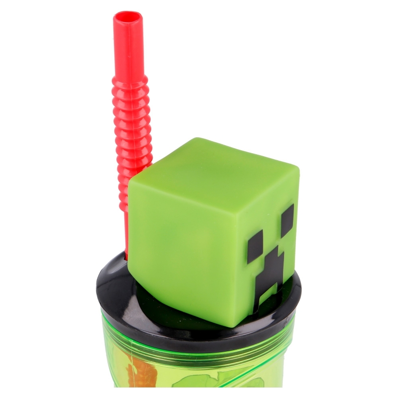 thumbnail secondaire #4 pour Minecraft - Verre Plastique 3D avec Paille 360ml  - Creeper
