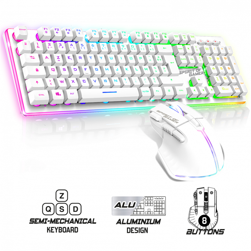 image principale pour Pack Gamer ULTIMATE 600 Sans Fil Blanc - Clavier / Souris