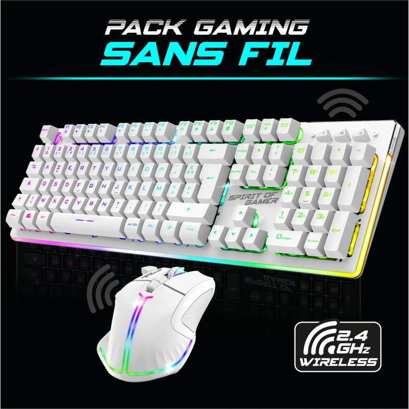 thumbnail secondaire #3 pour Pack Gamer ULTIMATE 600 Sans Fil Blanc - Clavier / Souris