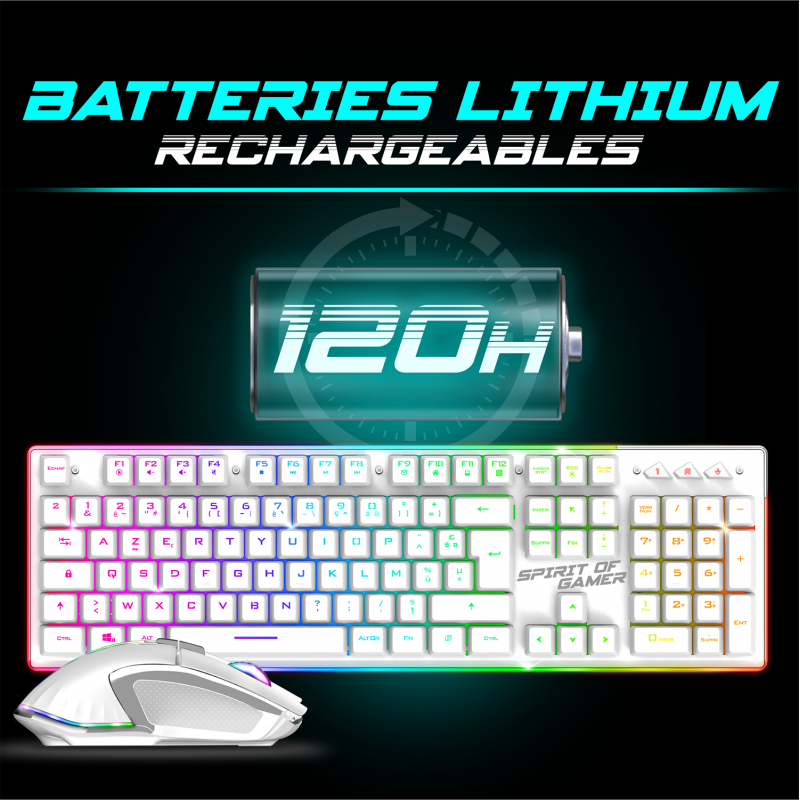 thumbnail secondaire #5 pour Pack Gamer ULTIMATE 600 Sans Fil Blanc - Clavier / Souris