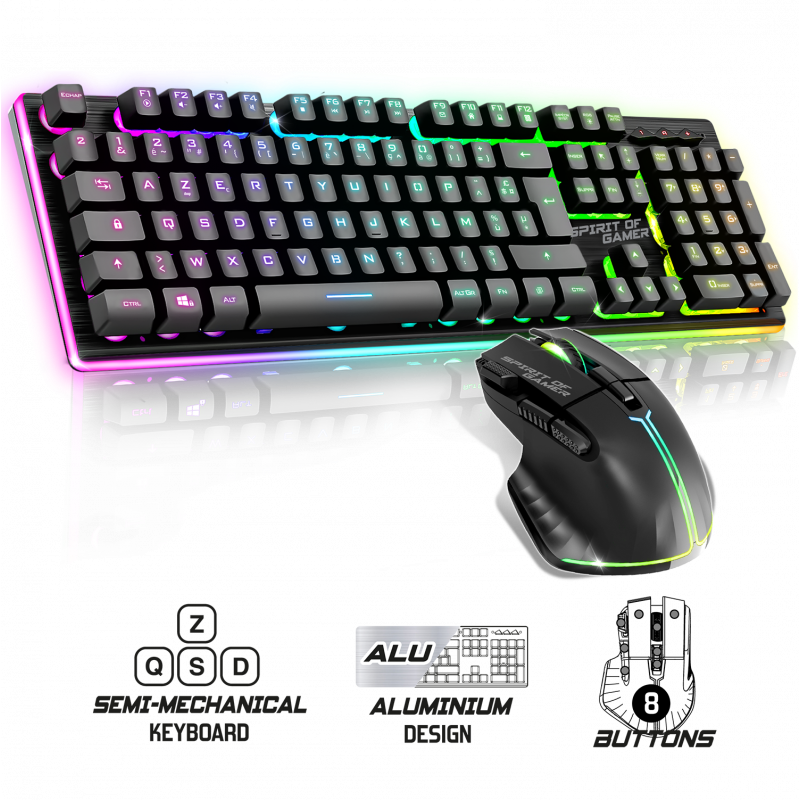 image principale pour Pack Gamer ULTIMATE 600 Sans Fil Noir - Clavier / Souris