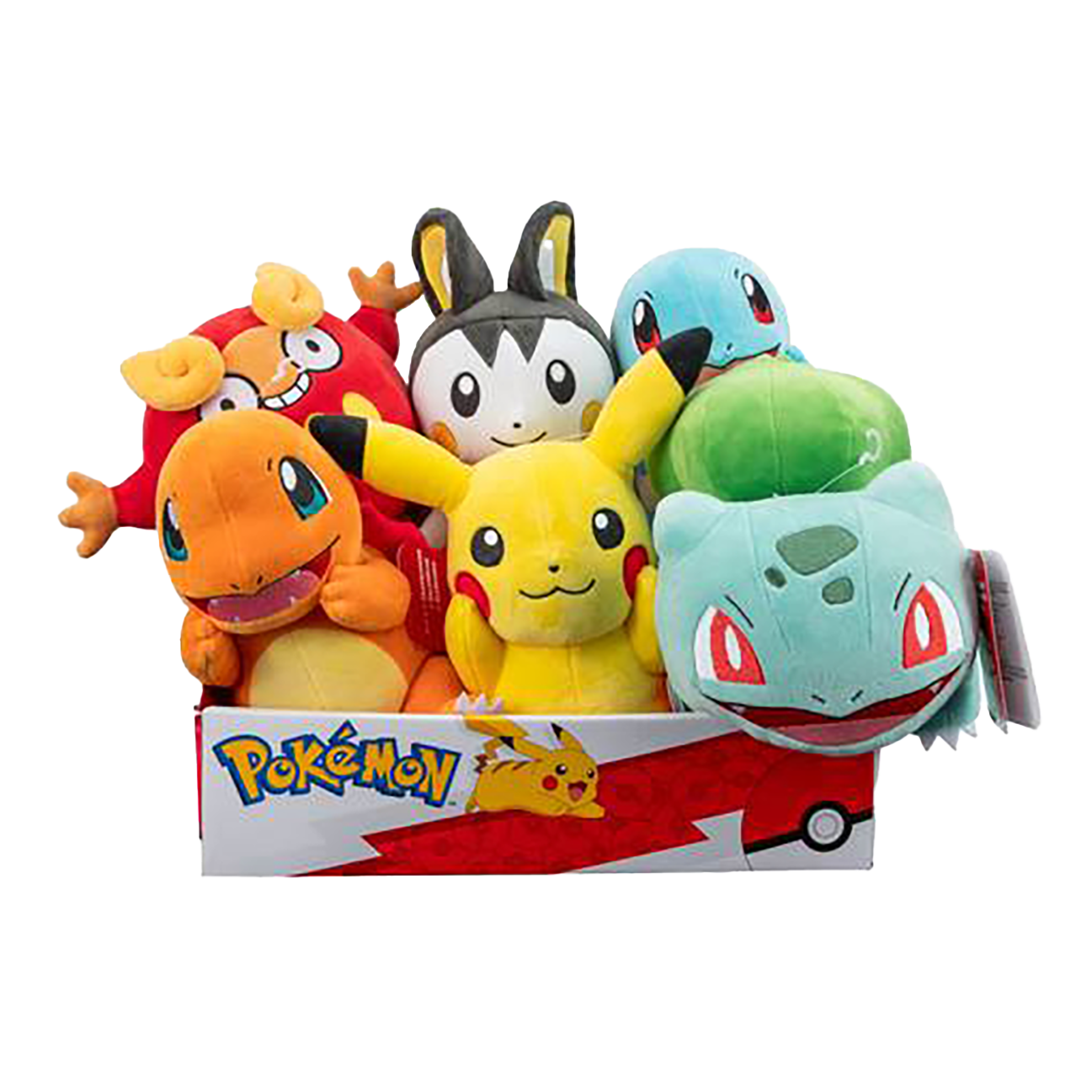 thumbnail secondaire #2 pour Pokémon - Assortiment peluches 20 cm (Pikachu, Salamèche, Bulbizarre, Carapuce, Darumarond, Emolga)