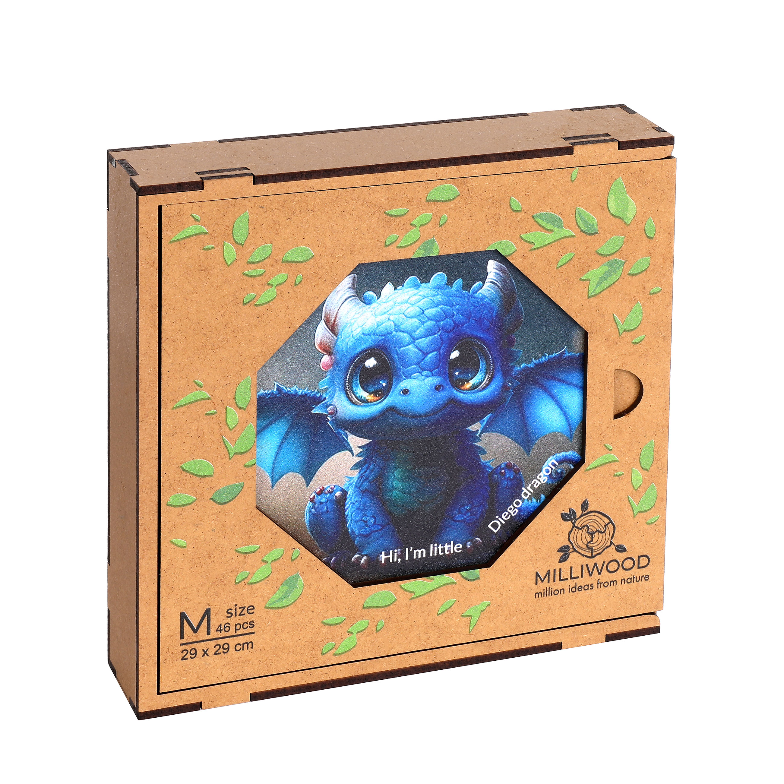 thumbnail secondaire #3 pour Puzzle en bois – Diego Dragon – 46 pcs (4 pcs uniques)