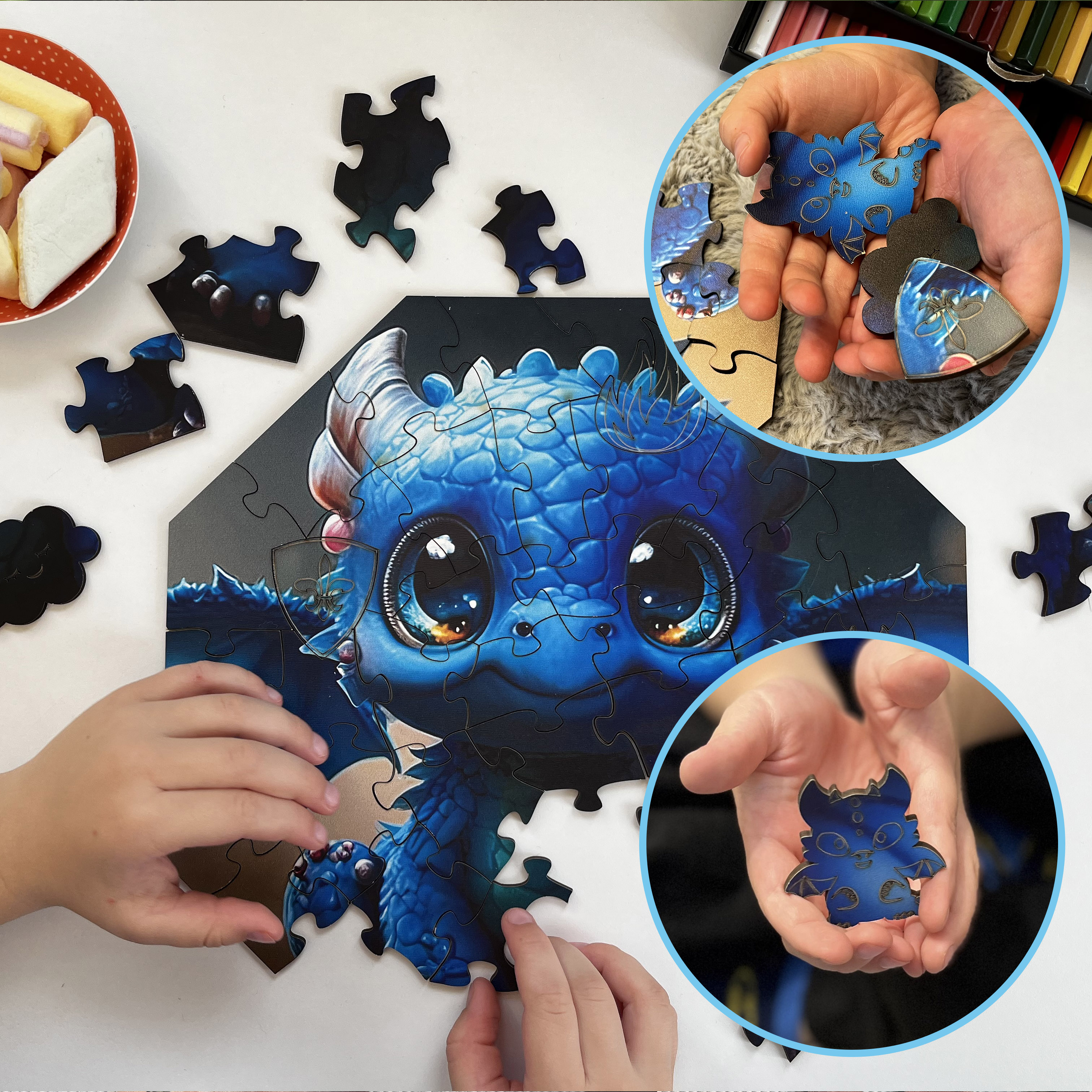 thumbnail secondaire #4 pour Puzzle en bois – Diego Dragon – 46 pcs (4 pcs uniques)