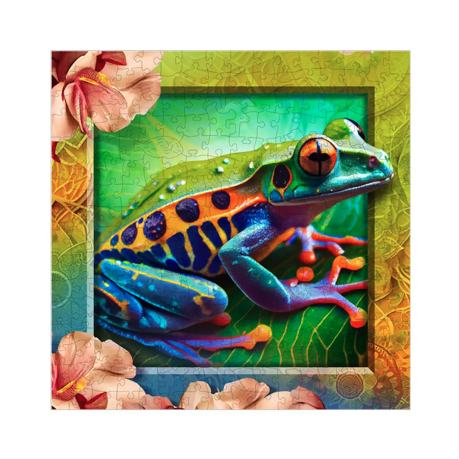 thumbnail secondaire #2 pour Puzzle en bois – Grenouille Colorée – 250 pcs (25 pcs uniques)