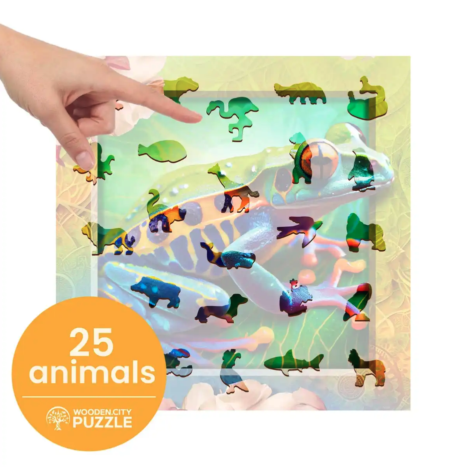 thumbnail secondaire #5 pour Puzzle en bois – Grenouille Colorée – 250 pcs (25 pcs uniques)