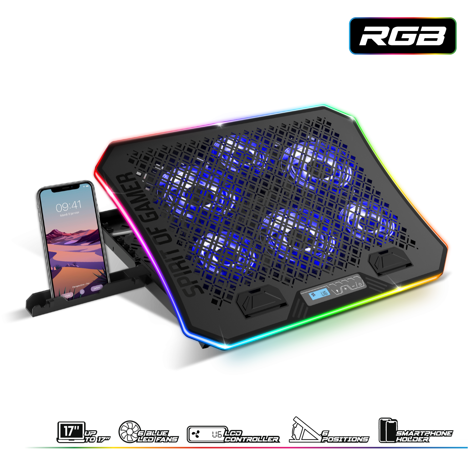 image principale pour Refroidisseur Airblade (PC portable jusqu’à 19 pouces)+ Support pour smartphone inclus