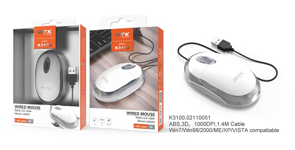 image principale pour Souris Optique Blanche 1000 DPI K3100