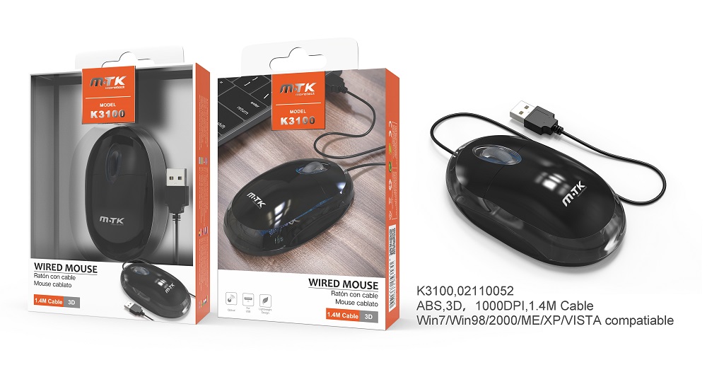 image principale pour Souris Optique Noire 1000 DPI K3100