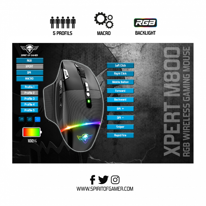 thumbnail secondaire #5 pour Souris Sans Fil Xpert - M800 (RGB)