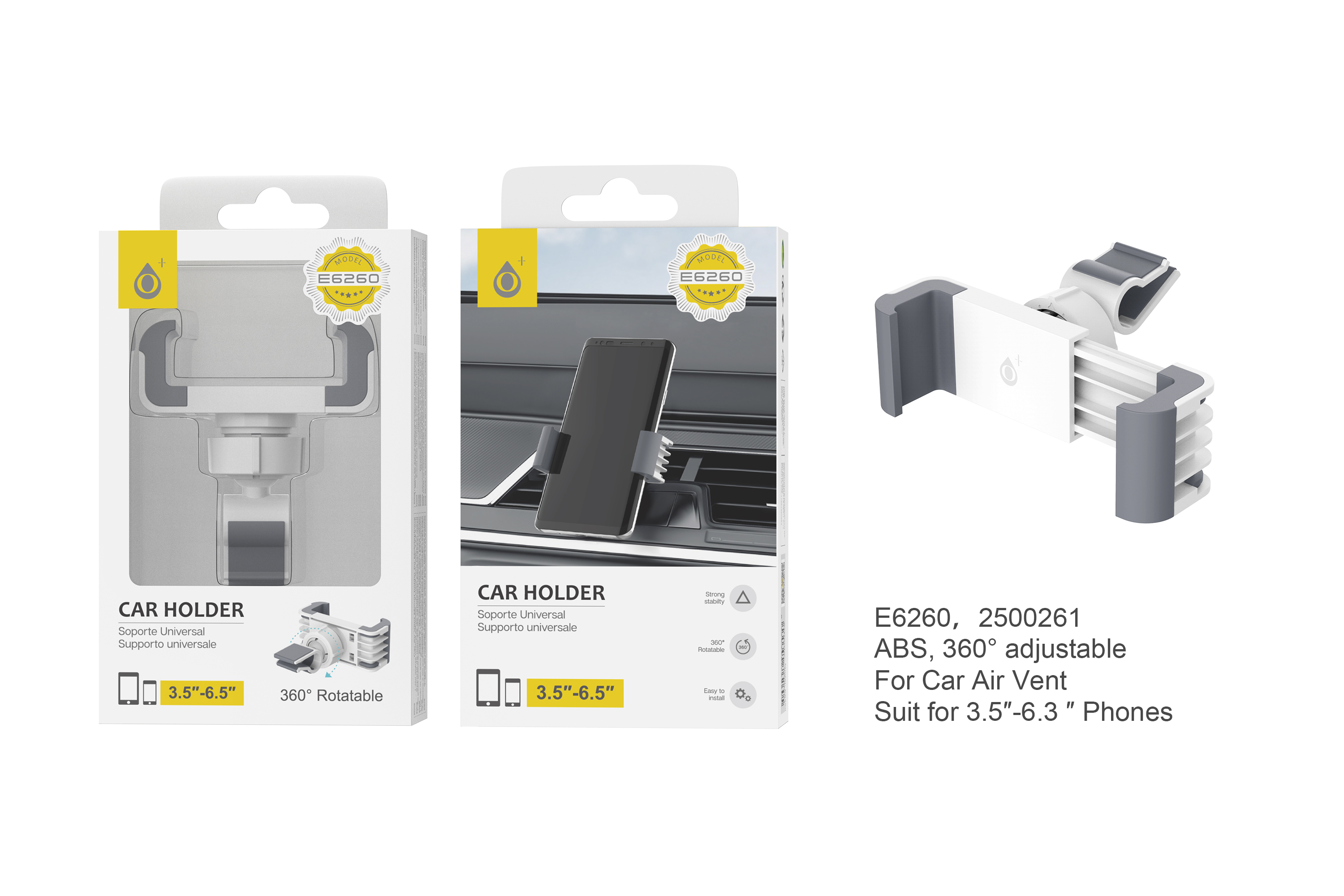 image principale pour Support ventilation PINCE pour Mobile Blanc E6260