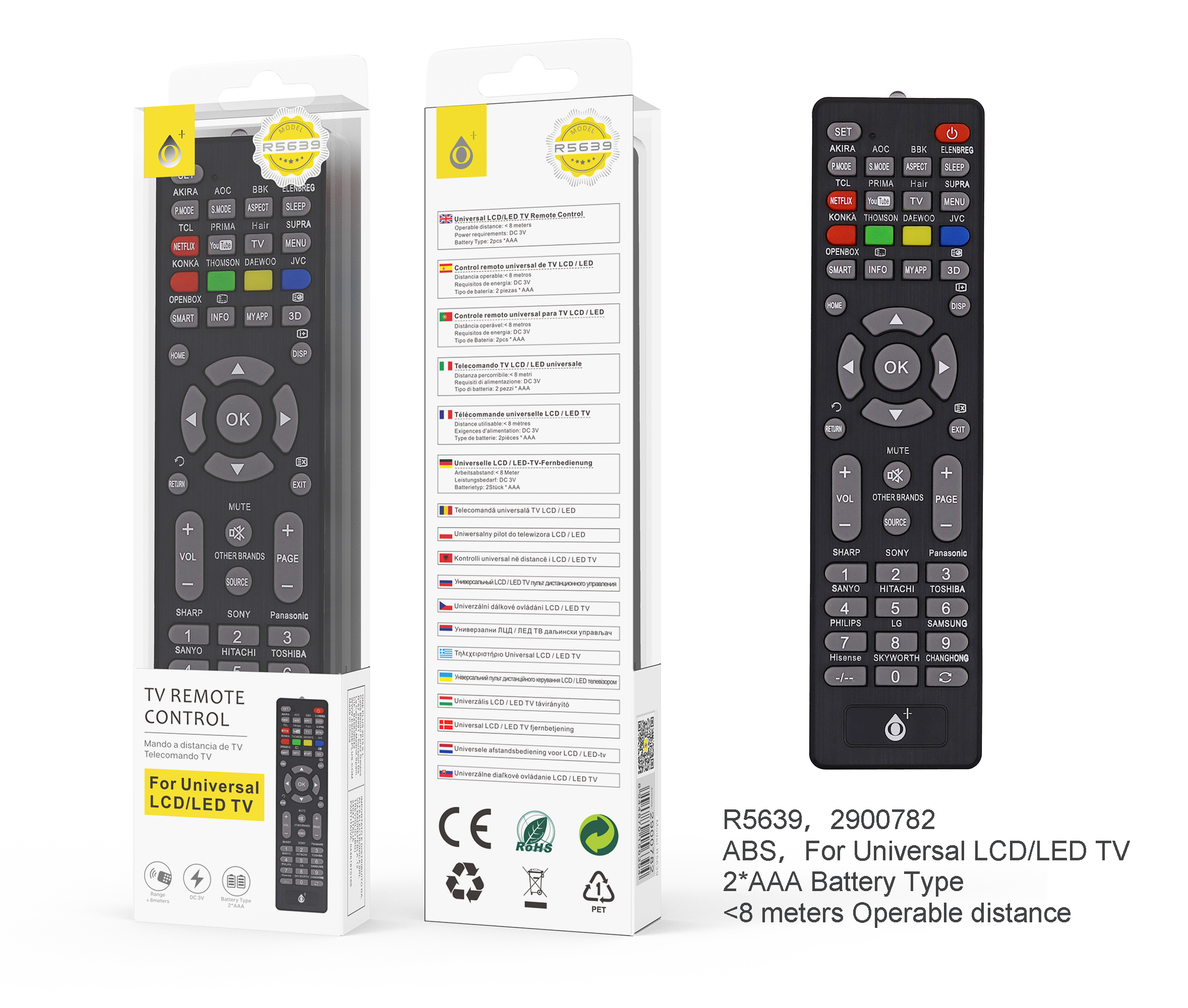 image principale pour Télécommande Universelle Pour TV LCD/LED- R5639 - Contrôle 8m - Noir