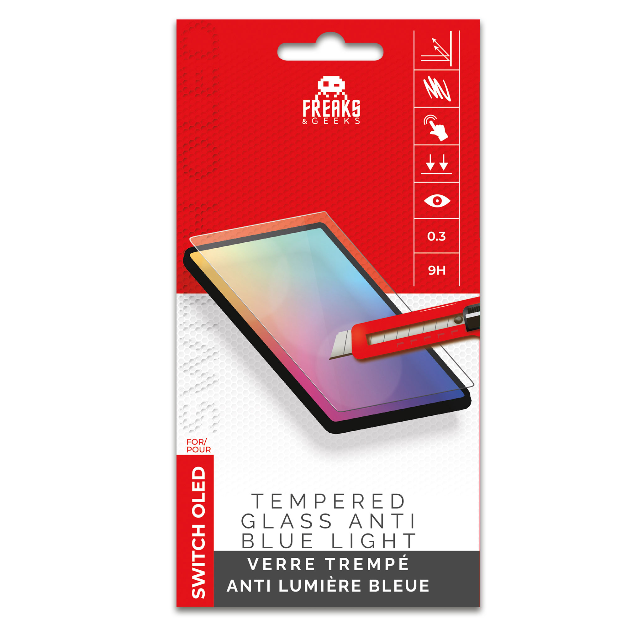 VERRE TREMPE POUR NINTENDO SWITCH OLED ANTI-REFLET LUMIERE BLEUE