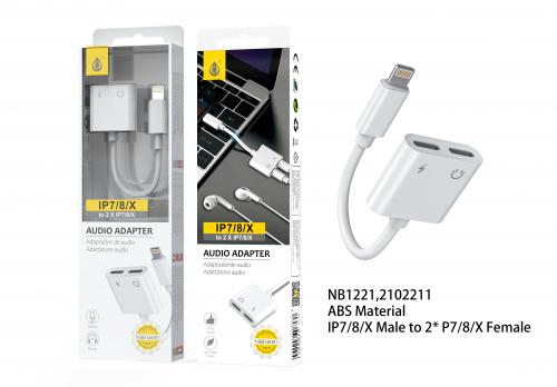 image Adaptateur Audio IP7/8/X 2 entrées -NB1221-Blanc