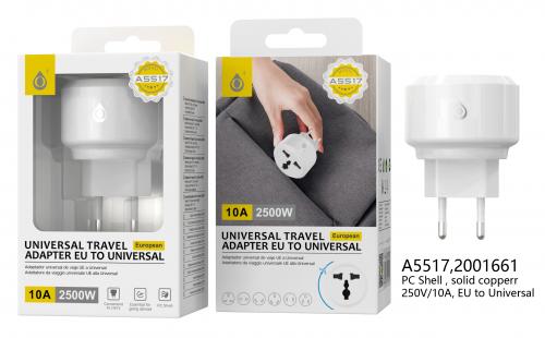image Adaptateur Europe vers Universel - 250V 10A-Blanc