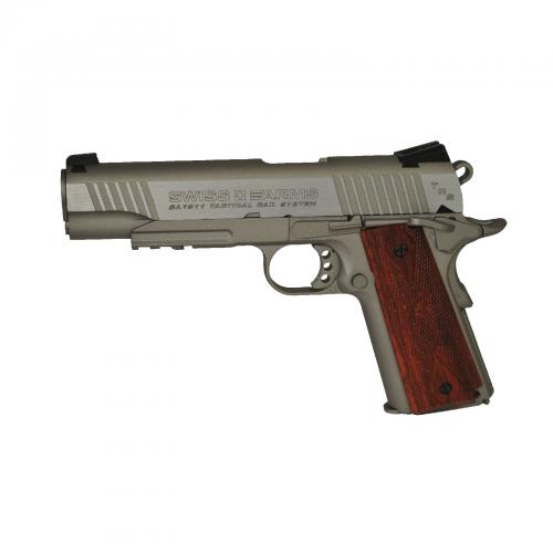 image principale pour AIRGUN 4,5mm: SA1911 Tactical Rail silver Culasse Mobile CO2/C6 Full Metal