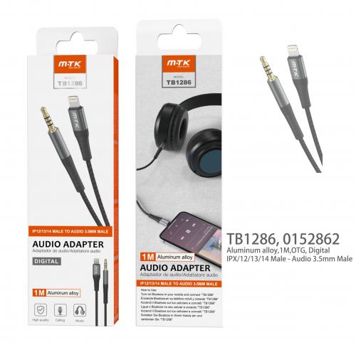 image Câble adaptateur Audio IP7/8/X... vers Jack 3,5mm avec microphone -TB1286-1m - Noir