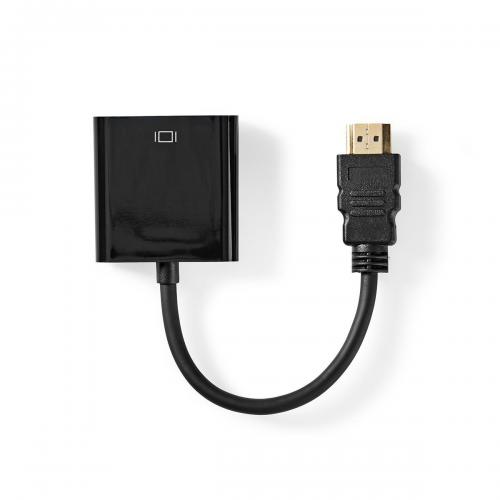 Cable Adaptateur HDMI à VGA Femelle 15p /1080p/Plaqué nickel/0,20m/noir - 3,5mm VRA