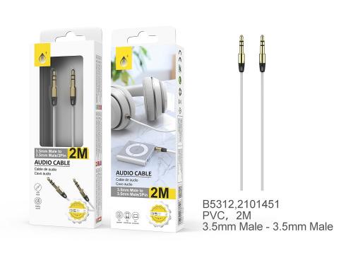 image Câble audio 3,5 mm mâle/mâle - 2m - Connecteur Métallique - Blanc - B5312 BL   