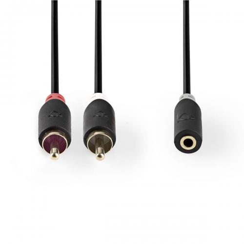 image Câble audio Stéréo- 2x RCA Mâles - 3,5 mm Femelle- 0,2 m- Anthracite