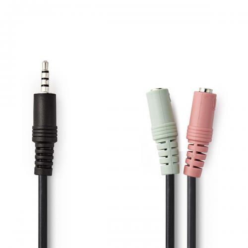 image Câble audio pour Casque- 3,5 mm Mâle - 2x 3,5 mm Femelle- 0,2 m- Noir