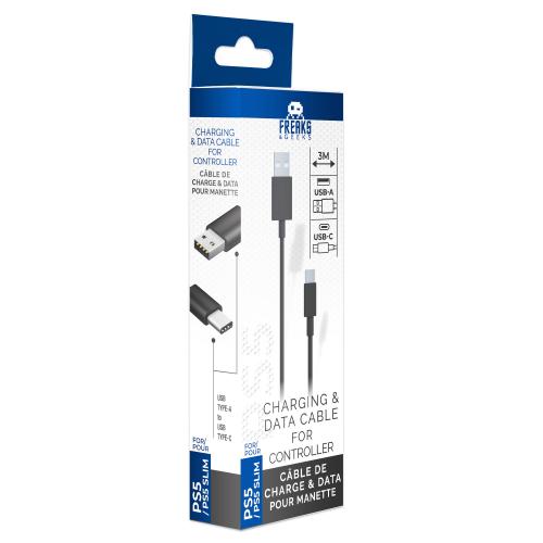 Câble de Recharge de 3M pour Manettes PS5 Type C (Embout Secteur Non Inclus)
