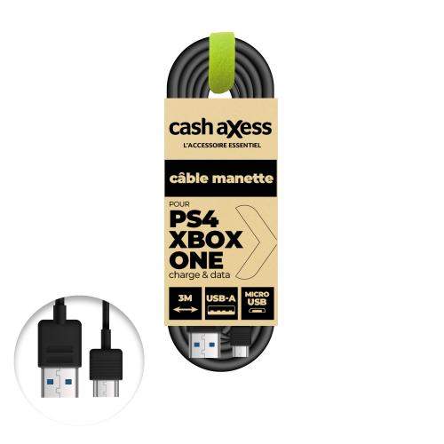 Câble de Recharge Manette de 3M PS4/XboxOne/Data - Cash Axess