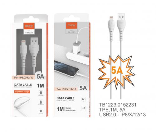 Câble iPhone 5-11 - 5A 1m - Blanc-TB1223 