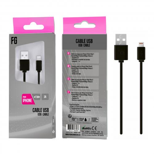 image principale pour Câble pour IPHONE 5/6/7/8/X, 1 Mètre Noir