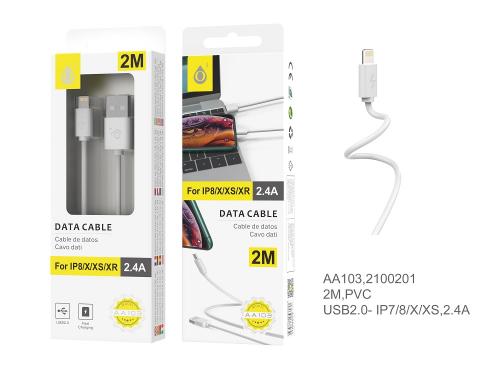 Câble pour IPHONE, 2A - 2 Mètres Blanc