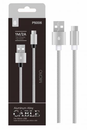Câble pour SmartPhone Micro USB  tressé, P5006- 1M - Gris