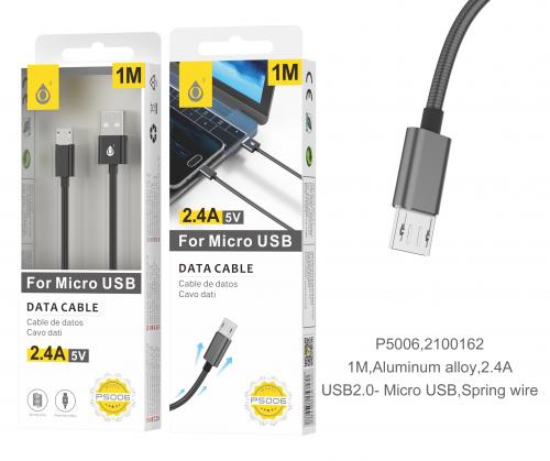 image principale pour Câble pour SmartPhone micro USB  tressé, P5006- 1 Mètre Noir