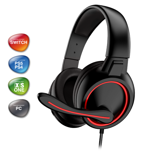image Casque avec micro GTA 210- Led rouge - PS4/PS5/XBOXONE/SeriesX/SWITCH PRO-XH5 