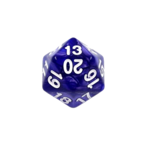 Dé 20 faces à l'unité – Décompte - Bleu