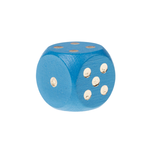 Dé 6 faces en bois- 16mm- Bleu