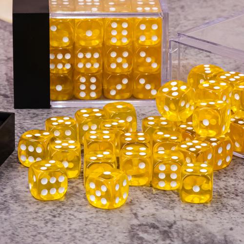 Dé 6 faces- Lot de 36 dés- 12mm- Jaune