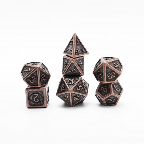 Dés Métal - Lot de 7 dés (16mm) avec boite en métal- Devil Eye Bronze